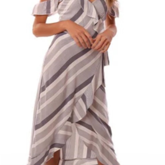 Veronica M Navy and White Striped Dress - Picture 2 of 6